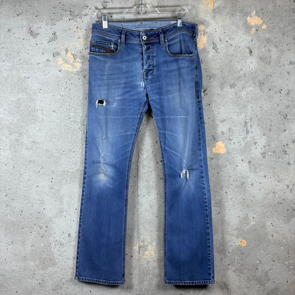 Diesel Zatiny Jeans Mens 29x30 Blue Denim Cotton Stretch Distressed Whiskers